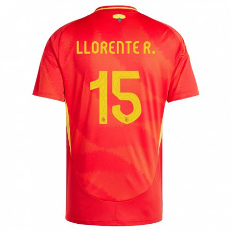 Kandiny Homme Maillot Espagne Diego Llorente #15 Rouge Tenues Domicile 24-26 T-Shirt
