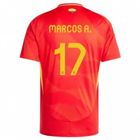 Kandiny Homme Maillot Espagne Marcos Alonso #17 Rouge Tenues Domicile 24-26 T-Shirt