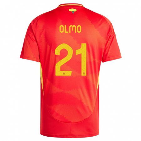 Kandiny Homme Maillot Espagne Dani Olmo #21 Rouge Tenues Domicile 24-26 T-Shirt