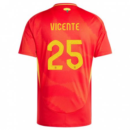 Kandiny Homme Maillot Espagne Ainhoa Vicente #25 Rouge Tenues Domicile 24-26 T-Shirt