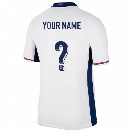 Kandiny Homme Maillot Angleterre Votre Nom #0 Blanc Tenues Domicile 24-26 T-Shirt