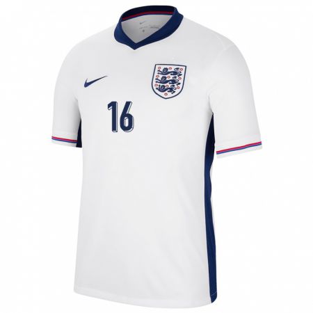Kandiny Homme Maillot Angleterre Luke Mbete #16 Blanc Tenues Domicile 24-26 T-Shirt