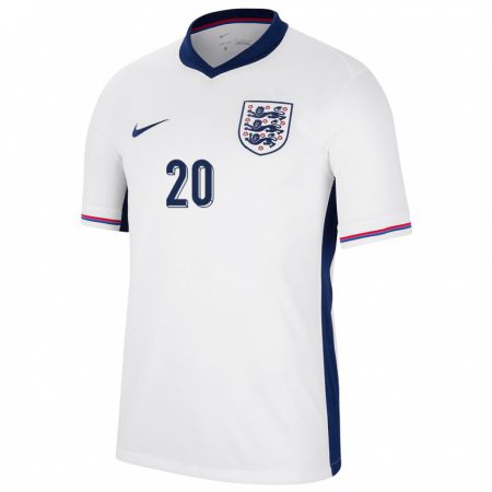 Kandiny Homme Maillot Angleterre Kian Pennant #20 Blanc Tenues Domicile 24-26 T-Shirt