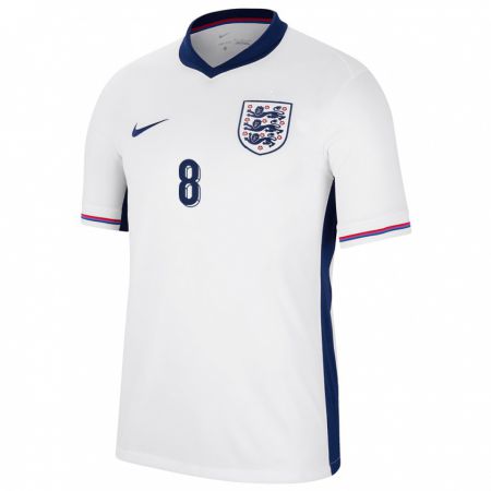 Kandiny Homme Maillot Angleterre Leah Williamson #8 Blanc Tenues Domicile 24-26 T-Shirt