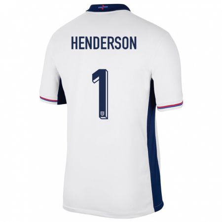 Kandiny Homme Maillot Angleterre Dean Henderson #1 Blanc Tenues Domicile 24-26 T-Shirt