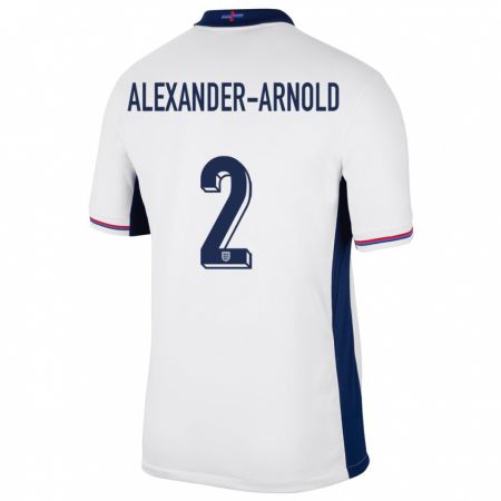 Kandiny Homme Maillot Angleterre Trent Alexander-Arnold #2 Blanc Tenues Domicile 24-26 T-Shirt
