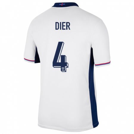Kandiny Homme Maillot Angleterre Eric Dier #4 Blanc Tenues Domicile 24-26 T-Shirt