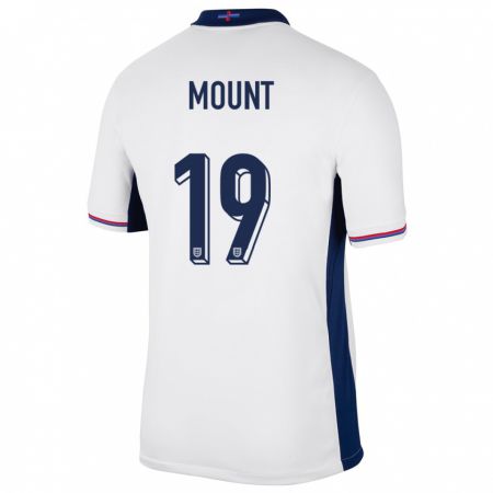 Kandiny Homme Maillot Angleterre Mason Mount #19 Blanc Tenues Domicile 24-26 T-Shirt