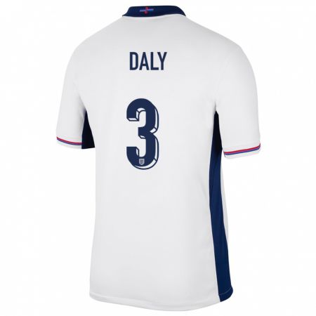 Kandiny Homme Maillot Angleterre Rachel Daly #3 Blanc Tenues Domicile 24-26 T-Shirt