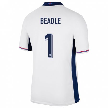 Kandiny Homme Maillot Angleterre James Beadle #1 Blanc Tenues Domicile 24-26 T-Shirt