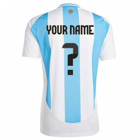 Kandiny Homme Maillot Argentine Votre Nom #0 Blanc Bleu Tenues Domicile 24-26 T-Shirt