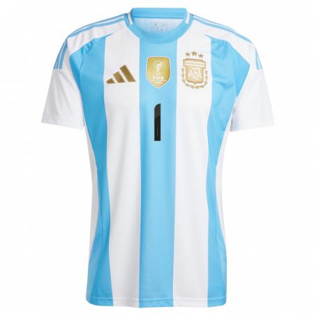 Kandiny Homme Maillot Argentine Jeremias Ledesma #1 Blanc Bleu Tenues Domicile 24-26 T-Shirt