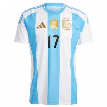 Kandiny Homme Maillot Argentine Joaquin Correa #17 Blanc Bleu Tenues Domicile 24-26 T-Shirt