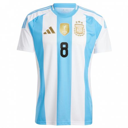 Kandiny Homme Maillot Argentine Marcos Acuna #8 Blanc Bleu Tenues Domicile 24-26 T-Shirt