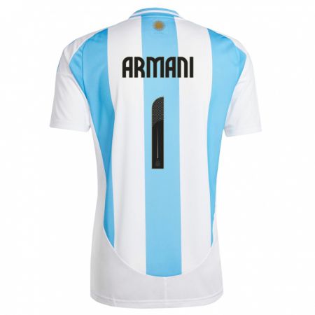 Kandiny Homme Maillot Argentine Franco Armani #1 Blanc Bleu Tenues Domicile 24-26 T-Shirt