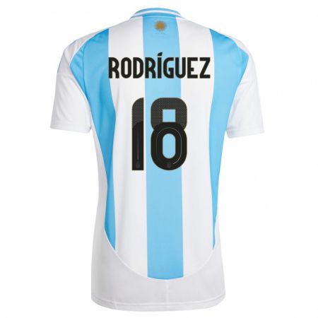 Kandiny Homme Maillot Argentine Guido Rodriguez #18 Blanc Bleu Tenues Domicile 24-26 T-Shirt