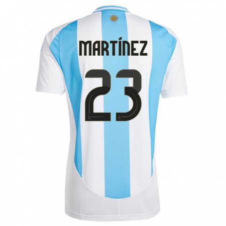 Kandiny Homme Maillot Argentine Emiliano Martinez #23 Blanc Bleu Tenues Domicile 24-26 T-Shirt