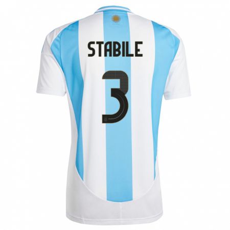 Kandiny Homme Maillot Argentine Eliana Stabile #3 Blanc Bleu Tenues Domicile 24-26 T-Shirt