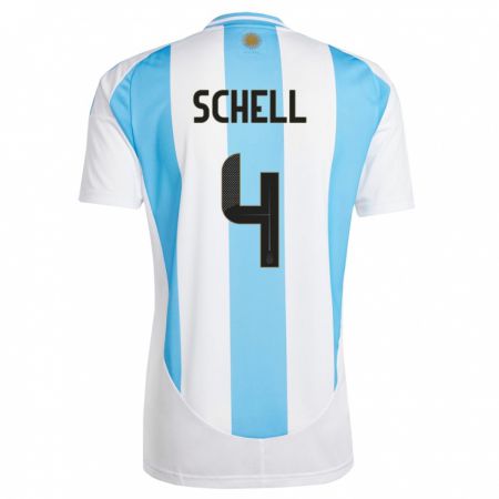 Kandiny Homme Maillot Argentine Sofia Schell #4 Blanc Bleu Tenues Domicile 24-26 T-Shirt