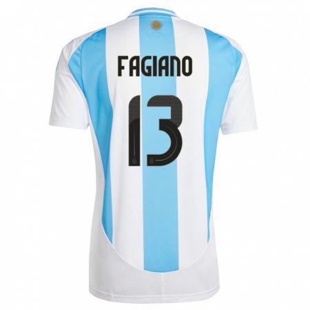 Kandiny Homme Maillot Argentine Paloma Fagiano #13 Blanc Bleu Tenues Domicile 24-26 T-Shirt