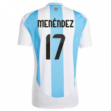 Kandiny Homme Maillot Argentine Milagros Menendez #17 Blanc Bleu Tenues Domicile 24-26 T-Shirt