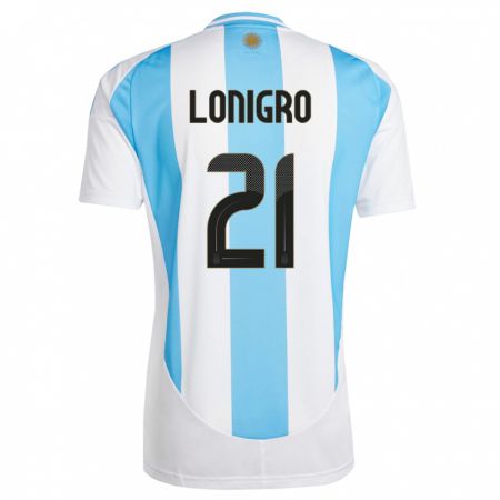 Kandiny Homme Maillot Argentine Erica Lonigro #21 Blanc Bleu Tenues Domicile 24-26 T-Shirt