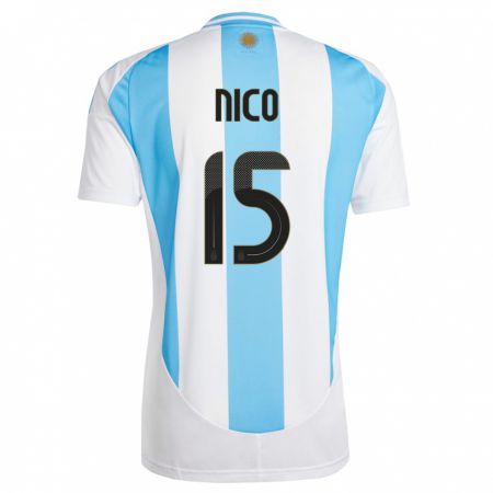 Kandiny Homme Maillot Argentine Nico  #15 Blanc Bleu Tenues Domicile 24-26 T-Shirt