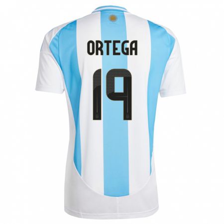 Kandiny Homme Maillot Argentine Francisco Ortega #19 Blanc Bleu Tenues Domicile 24-26 T-Shirt