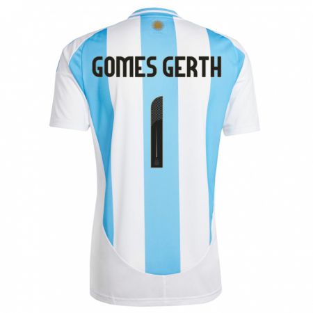 Kandiny Homme Maillot Argentine Federico Gomes Gerth #1 Blanc Bleu Tenues Domicile 24-26 T-Shirt
