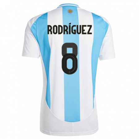 Kandiny Homme Maillot Argentine Agustin Rodriguez #8 Blanc Bleu Tenues Domicile 24-26 T-Shirt