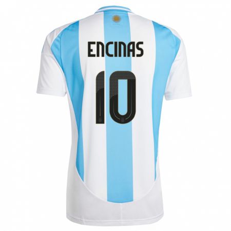 Kandiny Homme Maillot Argentine Axel Encinas #10 Blanc Bleu Tenues Domicile 24-26 T-Shirt