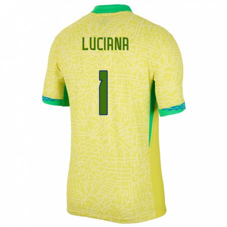 Kandiny Homme Maillot Brésil Luciana #1 Jaune Tenues Domicile 24-26 T-Shirt