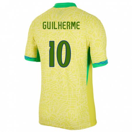 Kandiny Homme Maillot Brésil Luis Guilherme #10 Jaune Tenues Domicile 24-26 T-Shirt