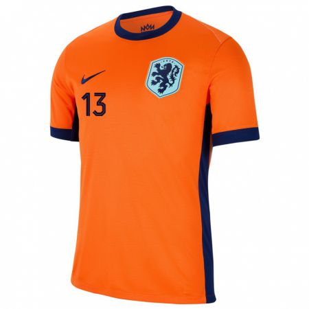 Kandiny Homme Maillot Pays-Bas Noa Malik Dundas #13 Orange Tenues Domicile 24-26 T-Shirt