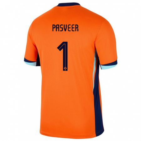 Kandiny Homme Maillot Pays-Bas Remko Pasveer #1 Orange Tenues Domicile 24-26 T-Shirt