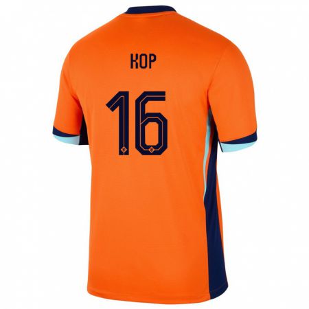 Kandiny Homme Maillot Pays-Bas Lize Kop #16 Orange Tenues Domicile 24-26 T-Shirt
