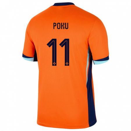Kandiny Homme Maillot Pays-Bas Ernest Poku #11 Orange Tenues Domicile 24-26 T-Shirt