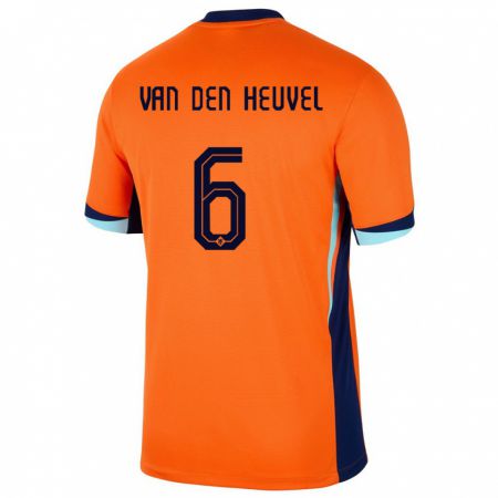 Kandiny Homme Maillot Pays-Bas Tim Van Den Heuvel #6 Orange Tenues Domicile 24-26 T-Shirt