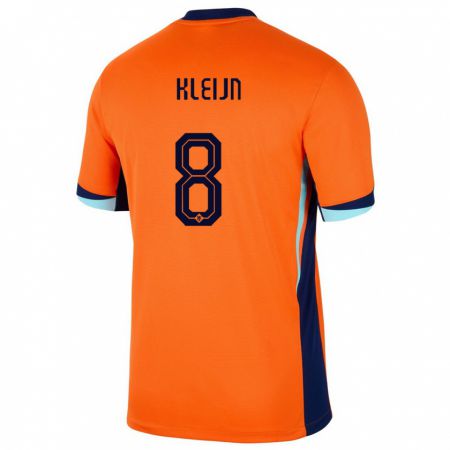 Kandiny Homme Maillot Pays-Bas Mike Kleijn #8 Orange Tenues Domicile 24-26 T-Shirt