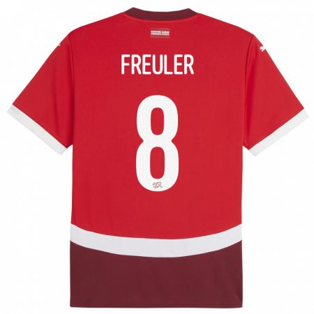 Kandiny Homme Maillot Suisse Remo Freuler #8 Rouge Tenues Domicile 24-26 T-Shirt