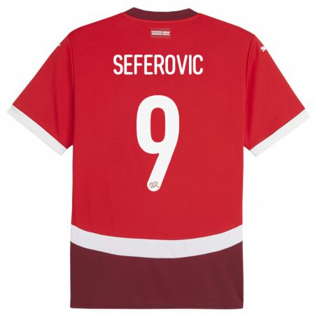 Kandiny Homme Maillot Suisse Haris Seferovic #9 Rouge Tenues Domicile 24-26 T-Shirt