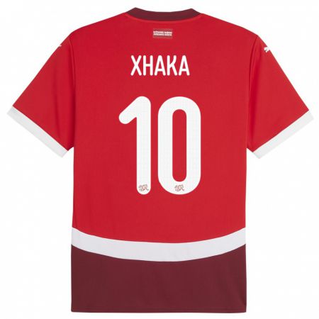 Kandiny Homme Maillot Suisse Granit Xhaka #10 Rouge Tenues Domicile 24-26 T-Shirt