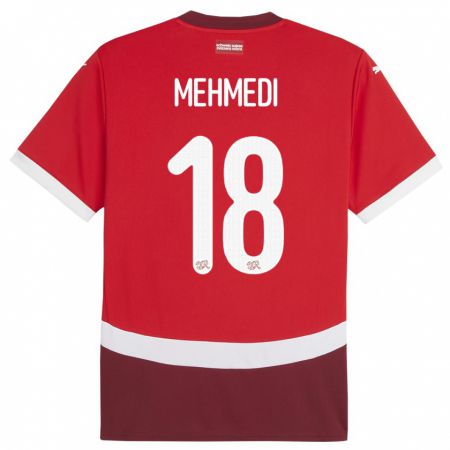 Kandiny Homme Maillot Suisse Admir Mehmedi #18 Rouge Tenues Domicile 24-26 T-Shirt