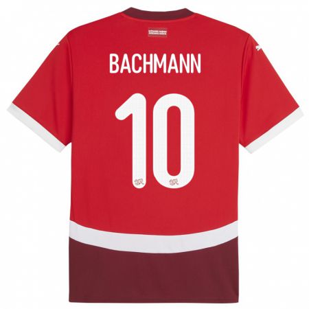 Kandiny Homme Maillot Suisse Ramona Bachmann #10 Rouge Tenues Domicile 24-26 T-Shirt