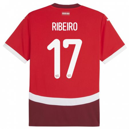 Kandiny Homme Maillot Suisse Joel Ribeiro #17 Rouge Tenues Domicile 24-26 T-Shirt
