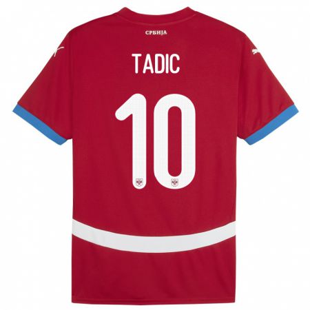 Kandiny Homme Maillot Serbie Dusan Tadic #10 Rouge Tenues Domicile 24-26 T-Shirt