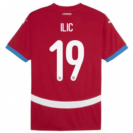 Kandiny Homme Maillot Serbie Ivan Ilic #19 Rouge Tenues Domicile 24-26 T-Shirt