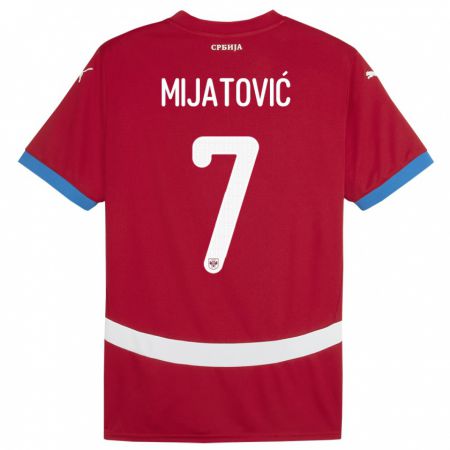 Kandiny Homme Maillot Serbie Milica Mijatovic #7 Rouge Tenues Domicile 24-26 T-Shirt