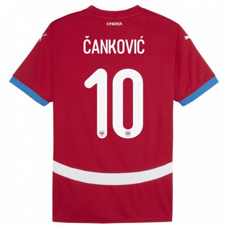 Kandiny Homme Maillot Serbie Jelena Cankovic #10 Rouge Tenues Domicile 24-26 T-Shirt