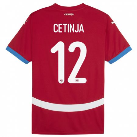 Kandiny Homme Maillot Serbie Sara Cetinja #12 Rouge Tenues Domicile 24-26 T-Shirt